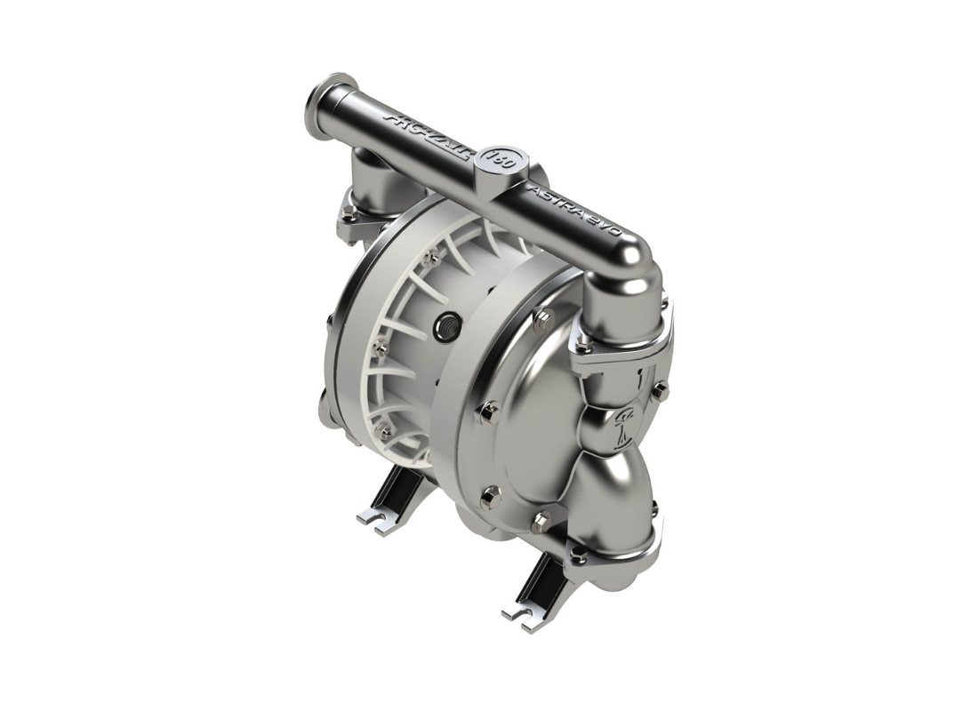 Argal Astra Evo air operated double diaphragm pump with 316L stainless steel casing and durable construction.