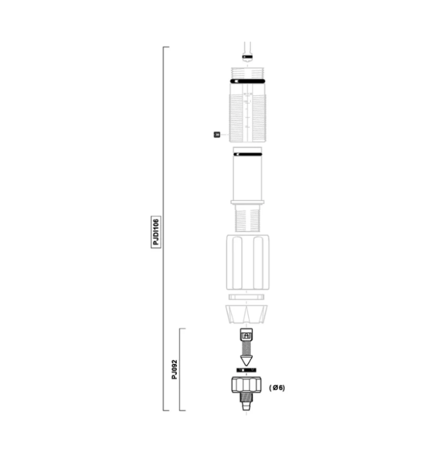 Dosatron D07-125 injection seal rebuild kit with VF and PVDF components for precise chemical injection equipment.