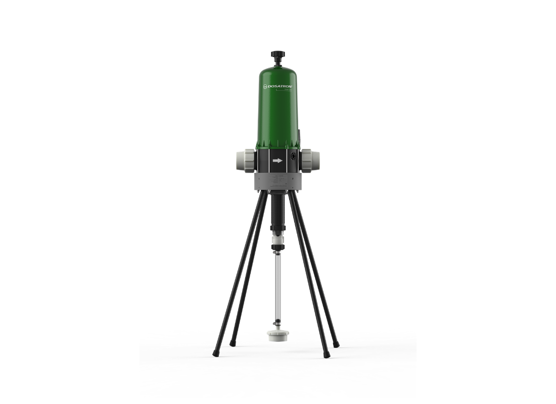 Dosatron Greenline D20GL2VF water powered dosing pump with 0.2–2% dosing capacity, shown in a detailed view.