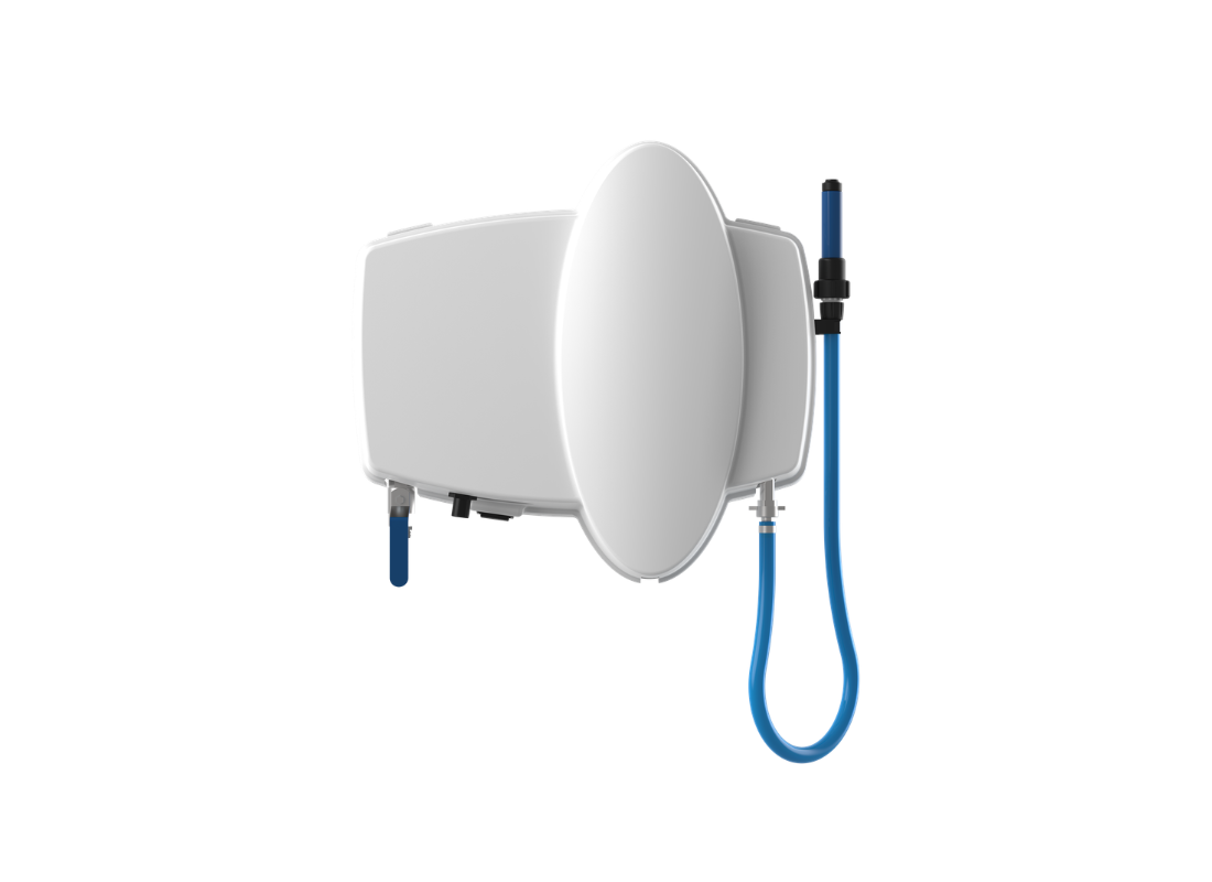 Dosatron HU1D25RE2VF hygiene unit with D25 water-powered dosing pump, showing control panel and water connections.