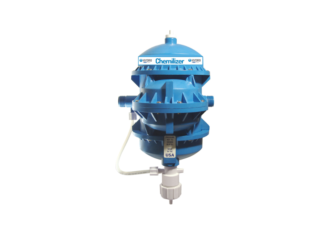 Hydro Systems Chemilizer CH9000-210 water powered dosing pump with digital control panel and flow adjustment features.