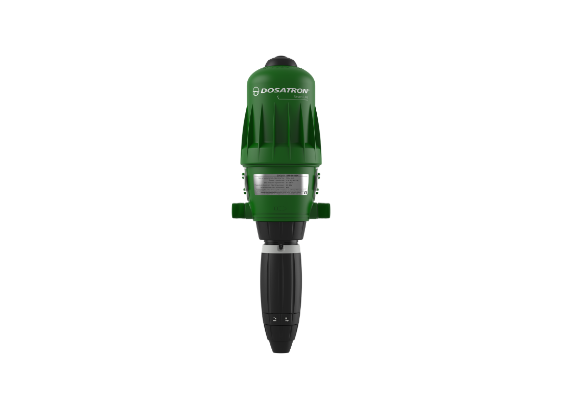 Dosatron Greenline D3GL10VF water-powered dosing pump for precise 1-10% chemical dosing in agricultural and industrial use