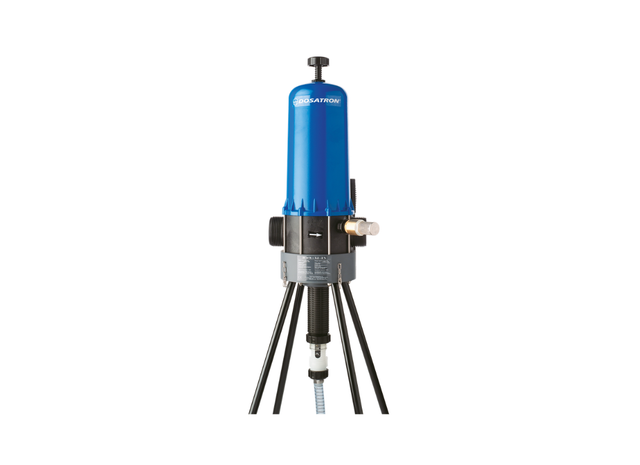 Dosatron D20SVF water-powered dosing pump with 0.2–2% standard dosing capacity, used for precise chemical injection.