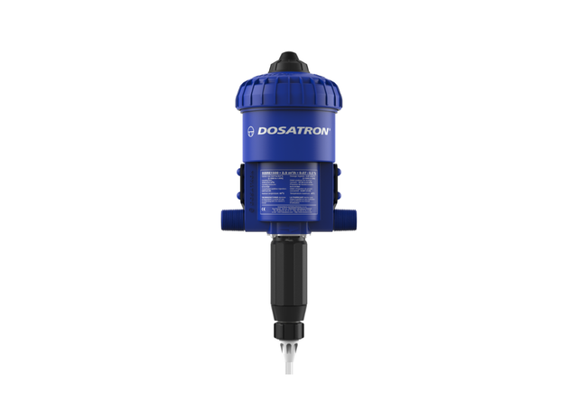 Dosatron D25RE1500AF water-powered dosing pump, standard model for precise 0.07-0.2% water dosing, visible components and controls.