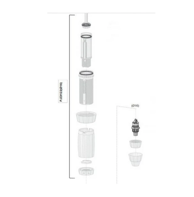 Dosatron D3-10 D8-5 injection seal rebuild kit with strong acid resistance, shown with seals and components for injection systems.