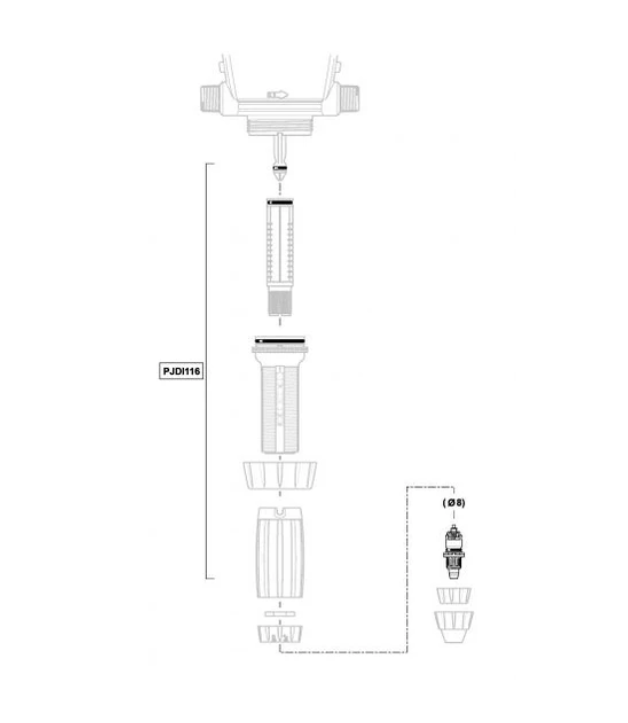 Dosatron D3-2 D30-5000 injection seal rebuild kit with VF components for precise fluid injection systems.