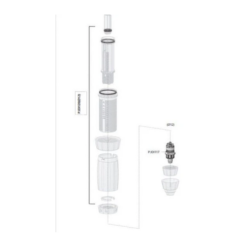 Dosatron injection seal rebuild kit for D3-5, D8-2, D9-8 models, viscous VF type, PJDI120VVF replacement parts