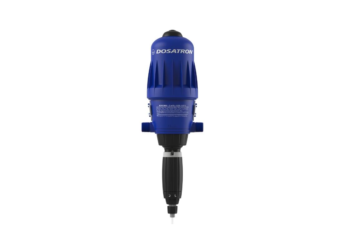 Dosatron D3RE3000AF water powered dosing pump with standard 0.03–0.3% dosing capacity, used for precise fluid delivery.