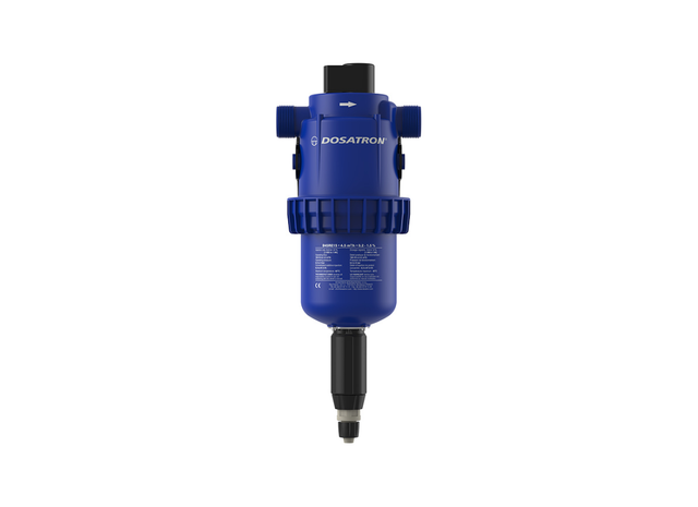 Dosatron D45RE15AF water-powered dosing pump with standard 0.2–1.5% dosage, used for precise fluid injection.