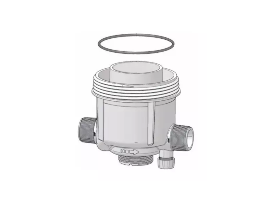 Dosatron D8/D9 series replacement pump body assembly, model 8PJ067, showing the durable plastic construction and connection ports.