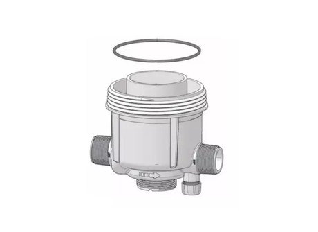 Dosatron D8/D9 series replacement pump body assembly, model 8PJ067, showing the durable plastic construction and connection ports.