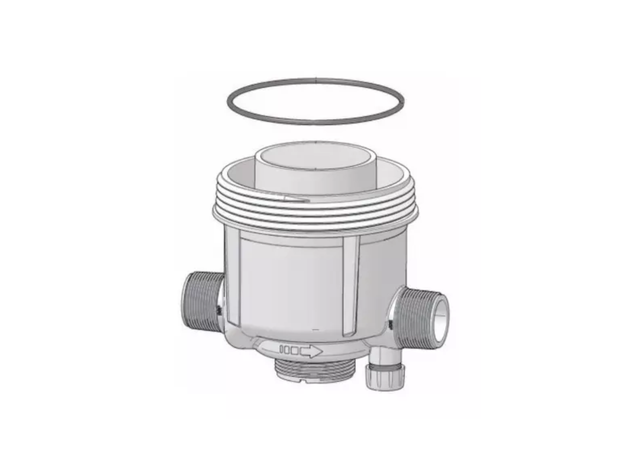 Dosatron D8/D9 series replacement pump body assembly, model 8PJ067, showing the durable plastic construction and connection ports.