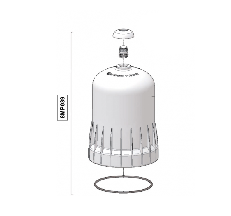 Dosatron D8/D9 series replacement top lid assembly for model 8MP039, spare part for Dosatron water dosing systems.