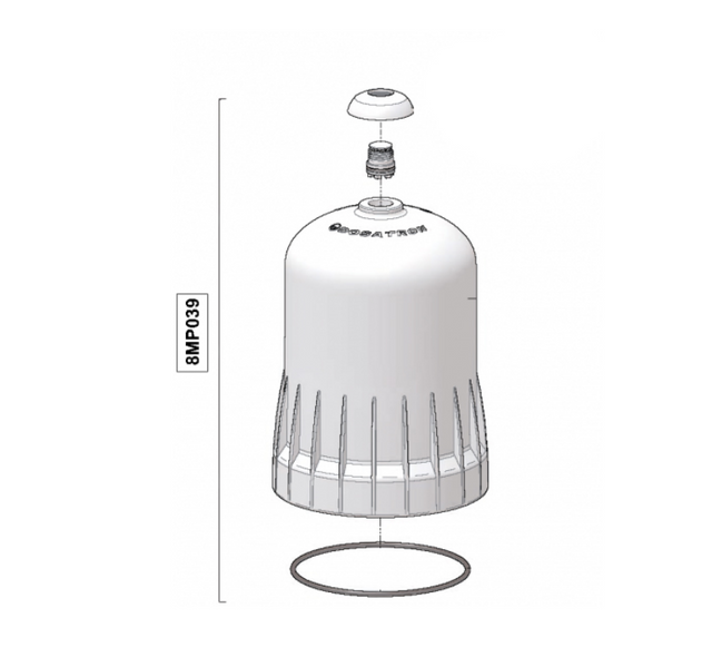 Dosatron D8/D9 series replacement top lid assembly for model 8MP039, spare part for Dosatron water dosing systems.