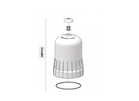 Dosatron D8/D9 Series replacement top lid assembly with bypass, spare part for Dosatron water dosing systems.