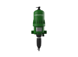 Dosatron D9GL5VF Greenline water-powered dosing pump showing the compact pump with control valve and inlet/outlet connections.