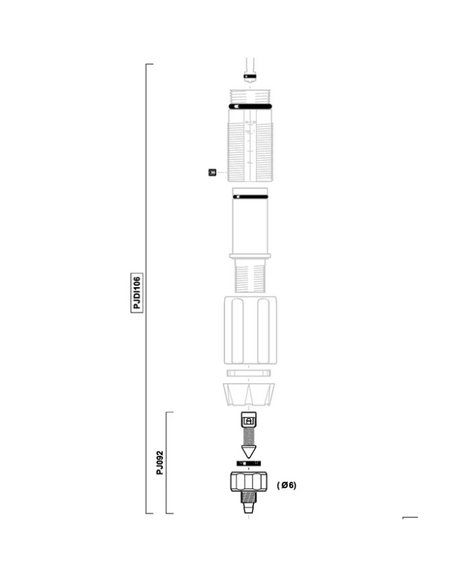 Dosatron D07-125 Injection Seal Kit with suction valve and barbed fitting, used for injection system rebuilds.