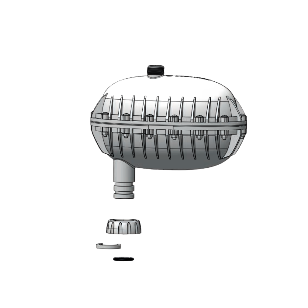 Dosatron PJDI184 static mixer replacement assembly showing metal and plastic components for water or chemical mixing.