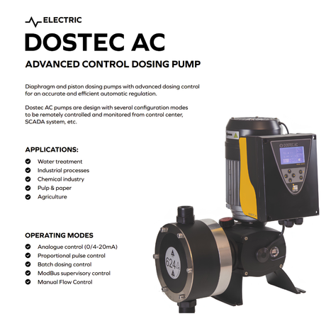 Dositec DOSTEC AC2-50D piston diaphragm chemical dosing pump with advanced control features, used for precise chemical injection.