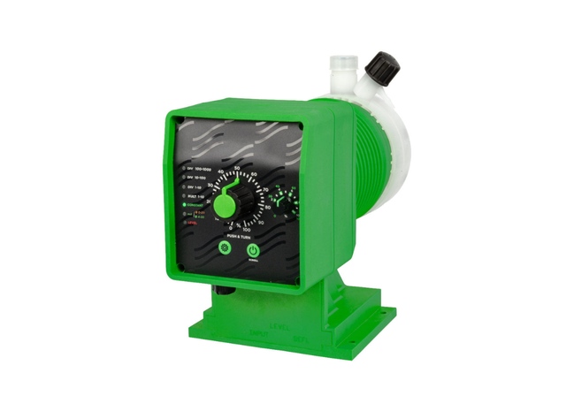 EMEC AMSPLUS 07-20-VF electronic chemical dosing pump mounted on foot, used for precise chemical dosing in industrial applications