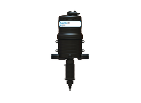 Hydro Systems SuperDos 30 water-powered dosing pump with adjustable flow rate from 0.2% to 2.5% for precise liquid dosing.