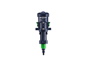 Mixtron MX075-VF water powered dosing pump with adjustable flow rate from 0.2% to 2% for precise liquid dosing.