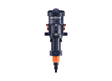 Mixtron MX075-VF water powered dosing pump showing compact design with control valve and inlet/outlet connections.