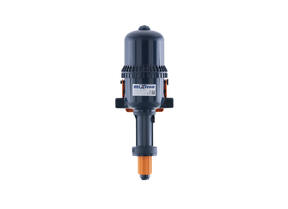 Mixtron MX700-VF water powered dosing pump showing compact design and control valve for precise liquid dosing.