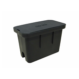 RMC large deep water meter box with black lid, measuring 492mm long, 271mm wide, and 316mm high, for water meter installation