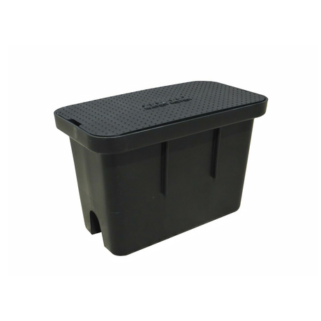 RMC large deep water meter box with black lid, measuring 492mm long, 271mm wide, and 316mm high, for water meter installation