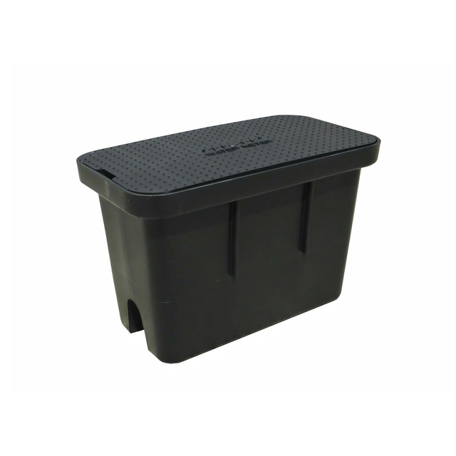 RMC large deep water meter box with black lid, measuring 492mm long, 271mm wide, and 316mm high, for water meter installation