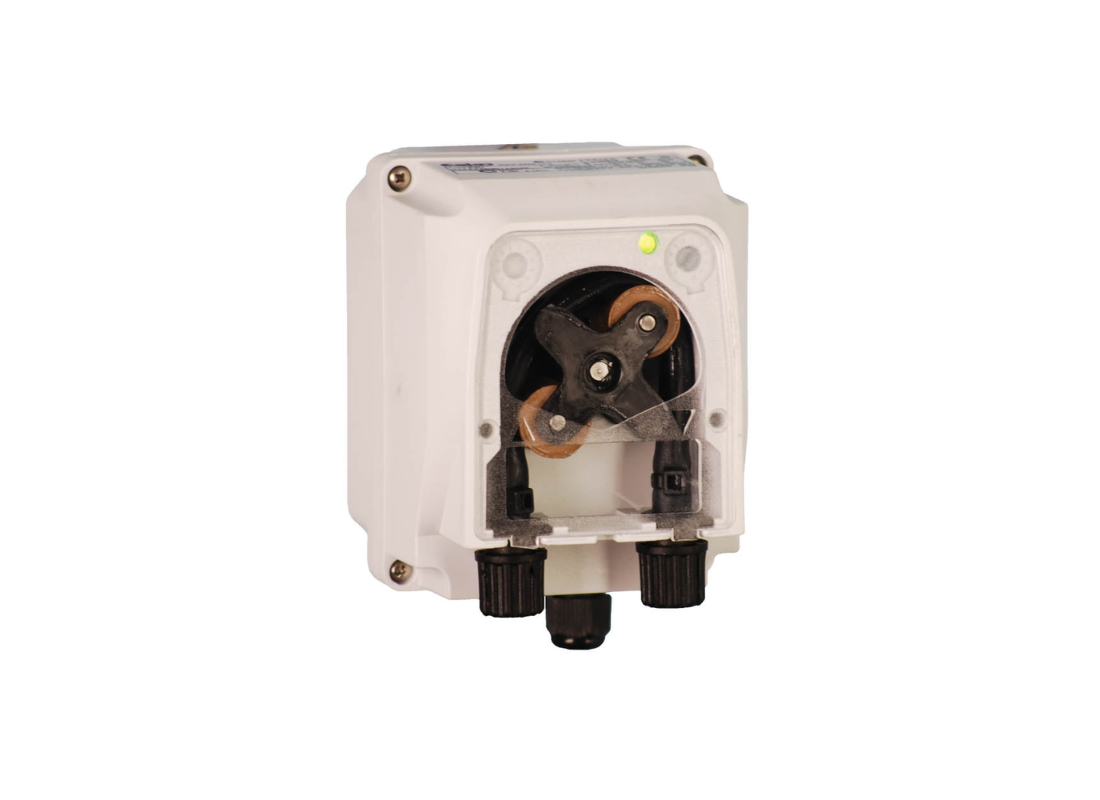 SEKO PR-1 EPDM plug peristaltic electronic chemical dosing pump with control panel and tubing connections.