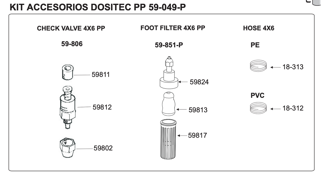 Dositec 59-049-P PP Replacement Installation Kit Assembly