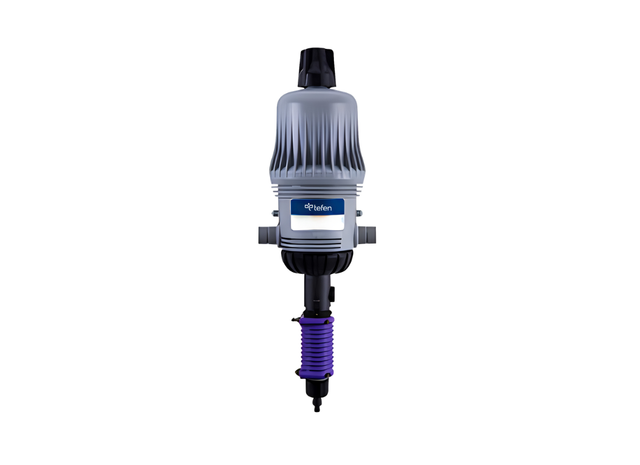 Tefen MixRite 2.5 water powered chlorine dosing pump for precise chemical injection in water treatment systems.