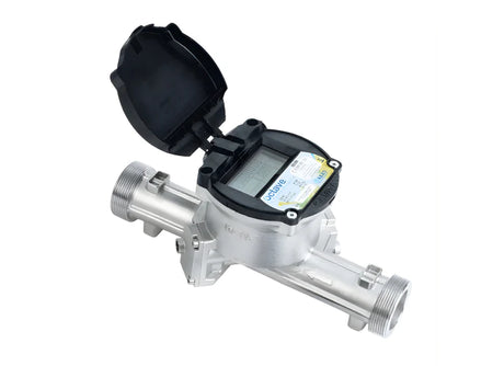 ARAD Octave Ultrasonic SST 50mm threaded digital water meter showing display and sensor components for accurate water measurement.